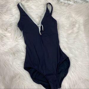 Nautica Navy  Ribbed With White Trim One Piece